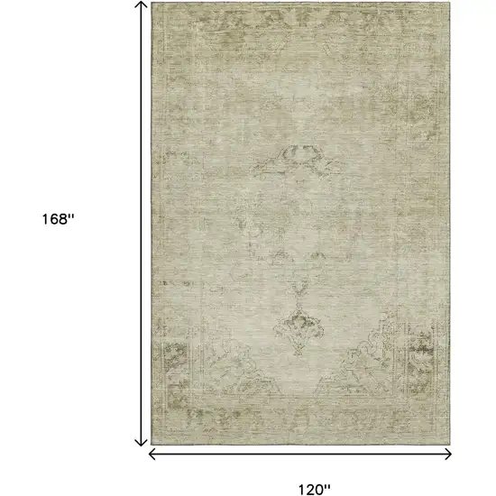 Beige And Brown Oriental Washable Area Rug With UV Protection Photo 3