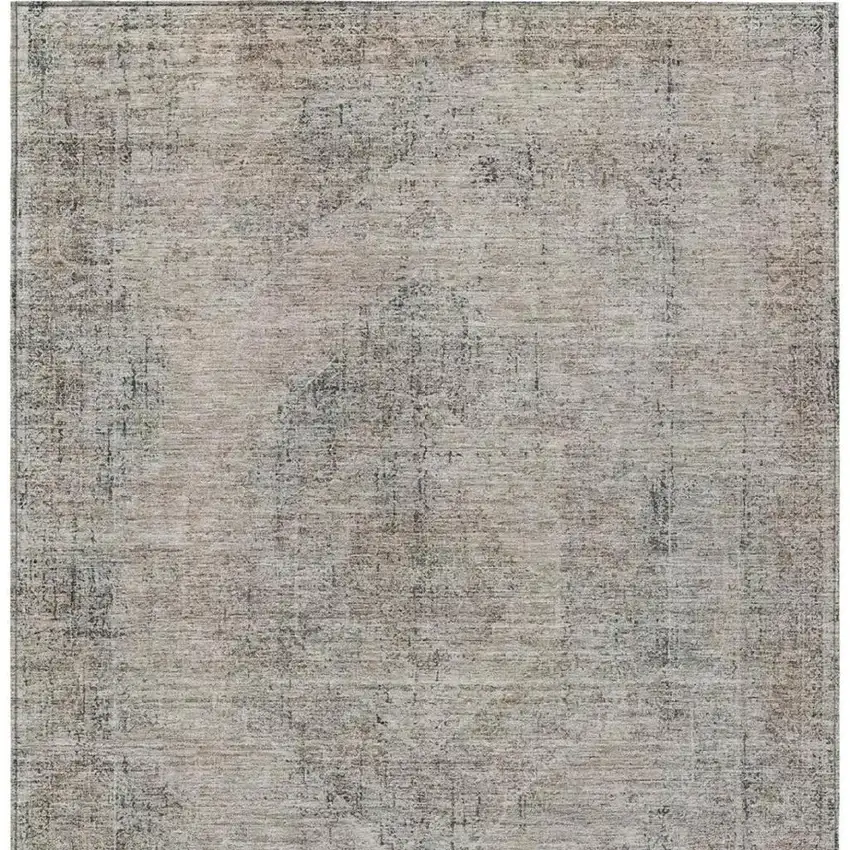 Beige And Brown Oriental Washable Indoor Outdoor Area Rug Photo 4