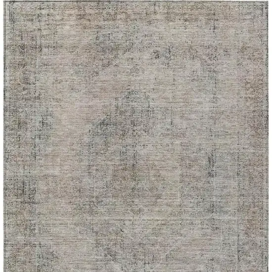 Beige And Brown Oriental Washable Indoor Outdoor Area Rug Photo 4