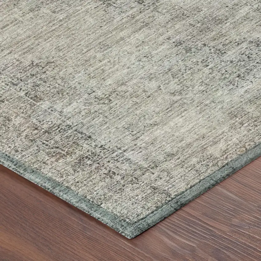 Beige And Brown Oriental Washable Indoor Outdoor Area Rug Photo 5