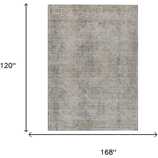 Beige And Brown Oriental Washable Indoor Outdoor Area Rug Photo 7