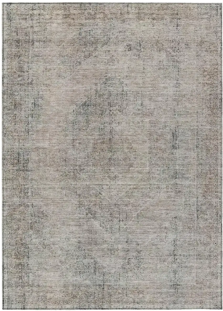 Beige And Brown Oriental Washable Indoor Outdoor Area Rug Photo 2