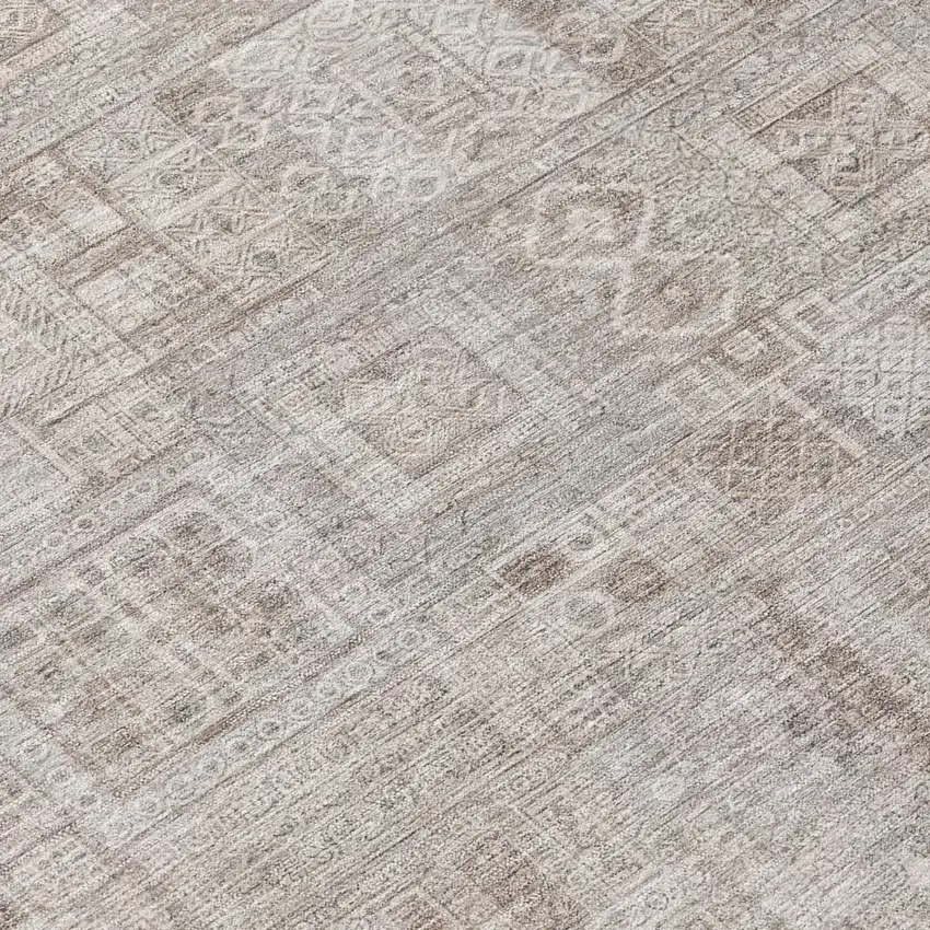 Beige And Brown Oriental Washable Indoor Outdoor Area Rug Photo 4