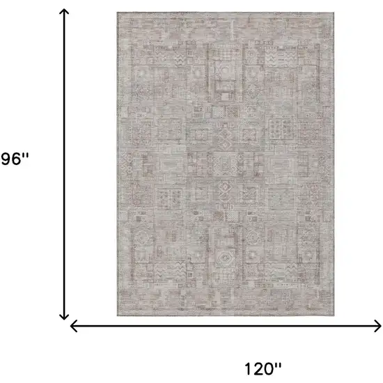 Beige And Brown Oriental Washable Indoor Outdoor Area Rug Photo 5