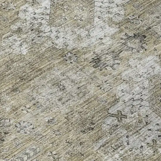 Beige And Brown Oriental Washable Indoor Outdoor Area Rug Photo 4