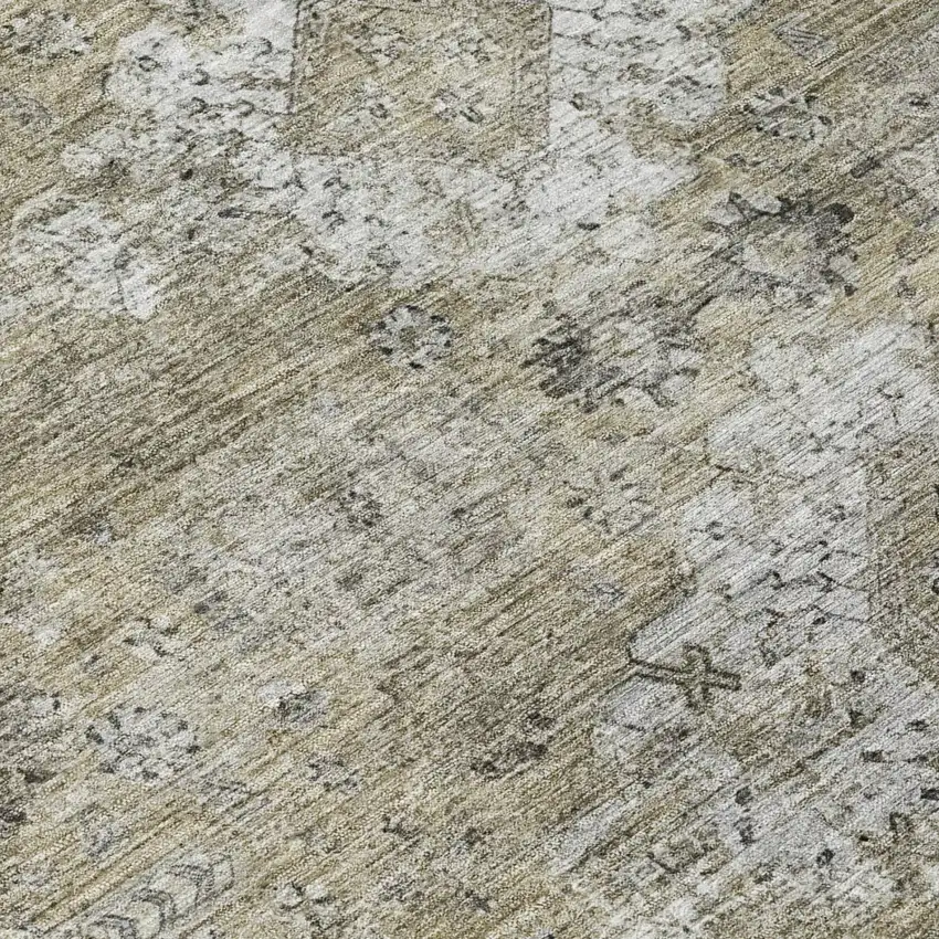 Beige And Brown Oriental Washable Indoor Outdoor Area Rug Photo 4