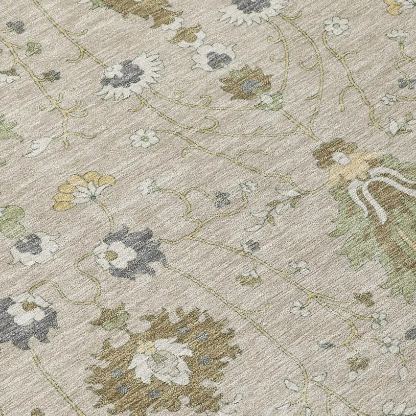 Beige And Brown Oriental Washable Indoor Outdoor Area Rug Photo 4