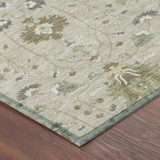 Beige And Brown Oriental Washable Indoor Outdoor Area Rug Photo 3