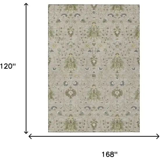 Beige And Brown Oriental Washable Indoor Outdoor Area Rug Photo 5