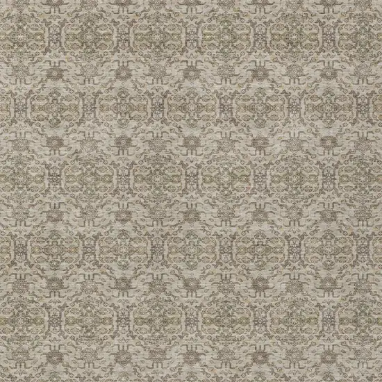 Beige And Brown Oriental Washable Indoor Outdoor Area Rug Photo 2
