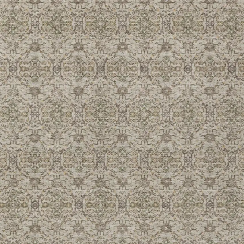 Beige And Brown Oriental Washable Indoor Outdoor Area Rug Photo 2