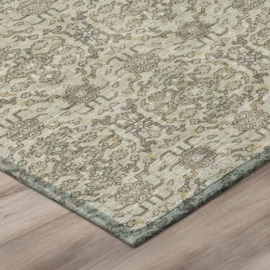 Beige And Brown Oriental Washable Indoor Outdoor Area Rug Photo 4