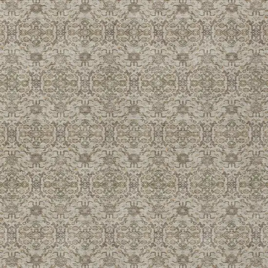 Beige And Brown Oriental Washable Indoor Outdoor Area Rug Photo 3