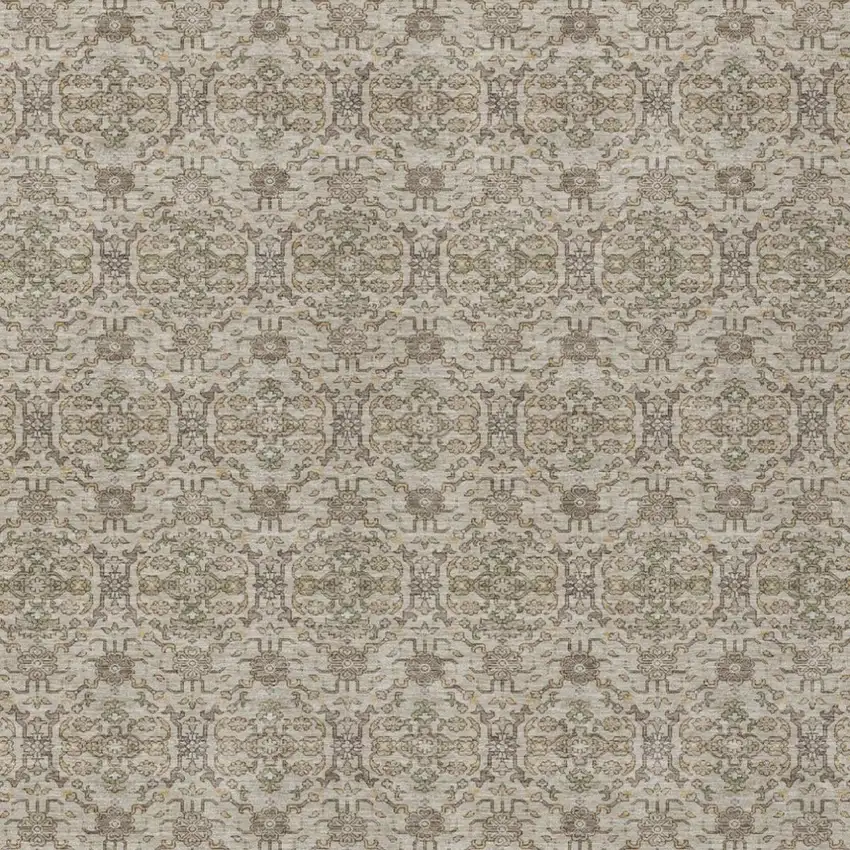 Beige And Brown Oriental Washable Indoor Outdoor Area Rug Photo 3
