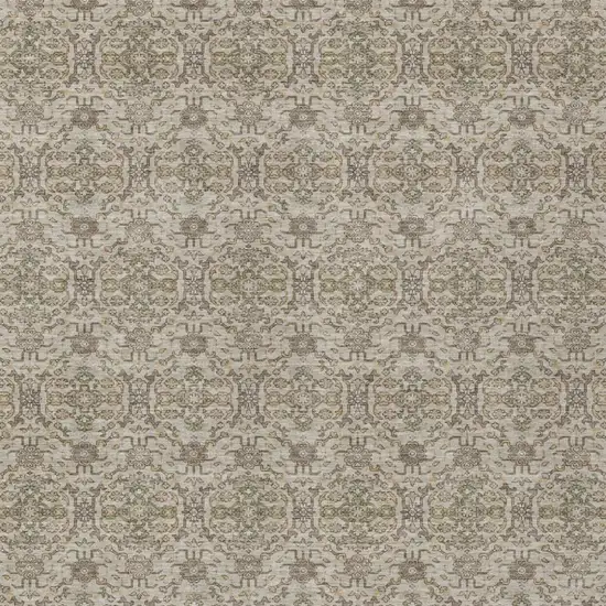 Beige And Brown Oriental Washable Indoor Outdoor Area Rug Photo 3