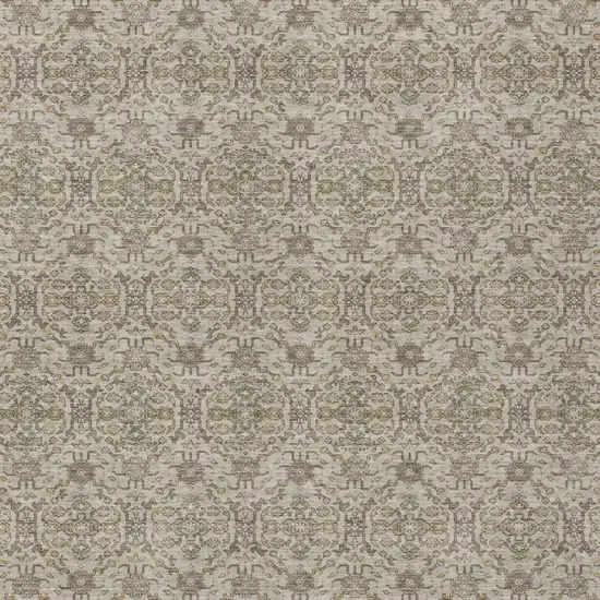 Beige And Brown Oriental Washable Indoor Outdoor Area Rug Photo 3