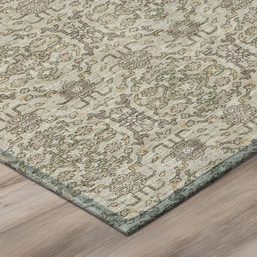 Beige And Brown Oriental Washable Indoor Outdoor Area Rug Photo 4