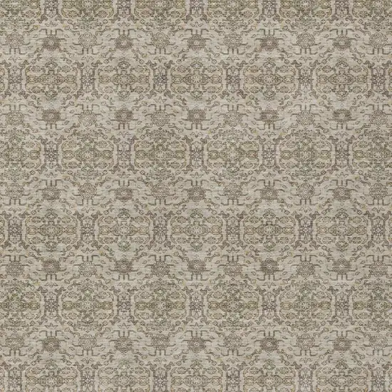 Beige And Brown Oriental Washable Indoor Outdoor Area Rug Photo 2