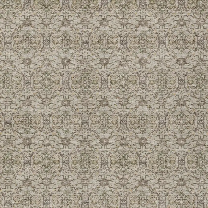Beige And Brown Oriental Washable Indoor Outdoor Area Rug Photo 2