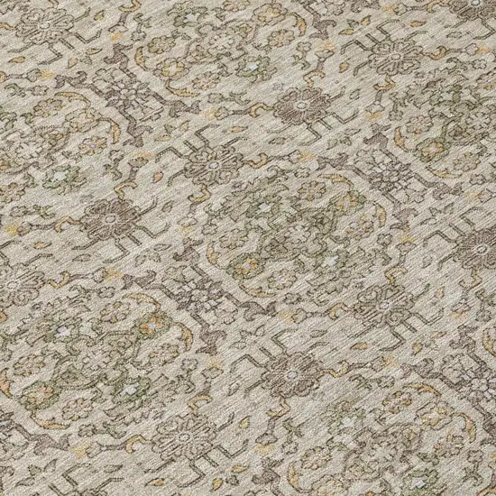Beige And Brown Oriental Washable Indoor Outdoor Area Rug Photo 5
