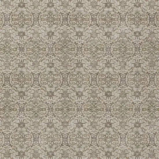 Beige And Brown Oriental Washable Indoor Outdoor Area Rug Photo 1