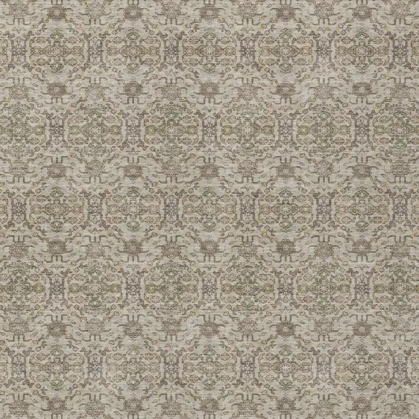 Beige And Brown Oriental Washable Indoor Outdoor Area Rug Photo 1