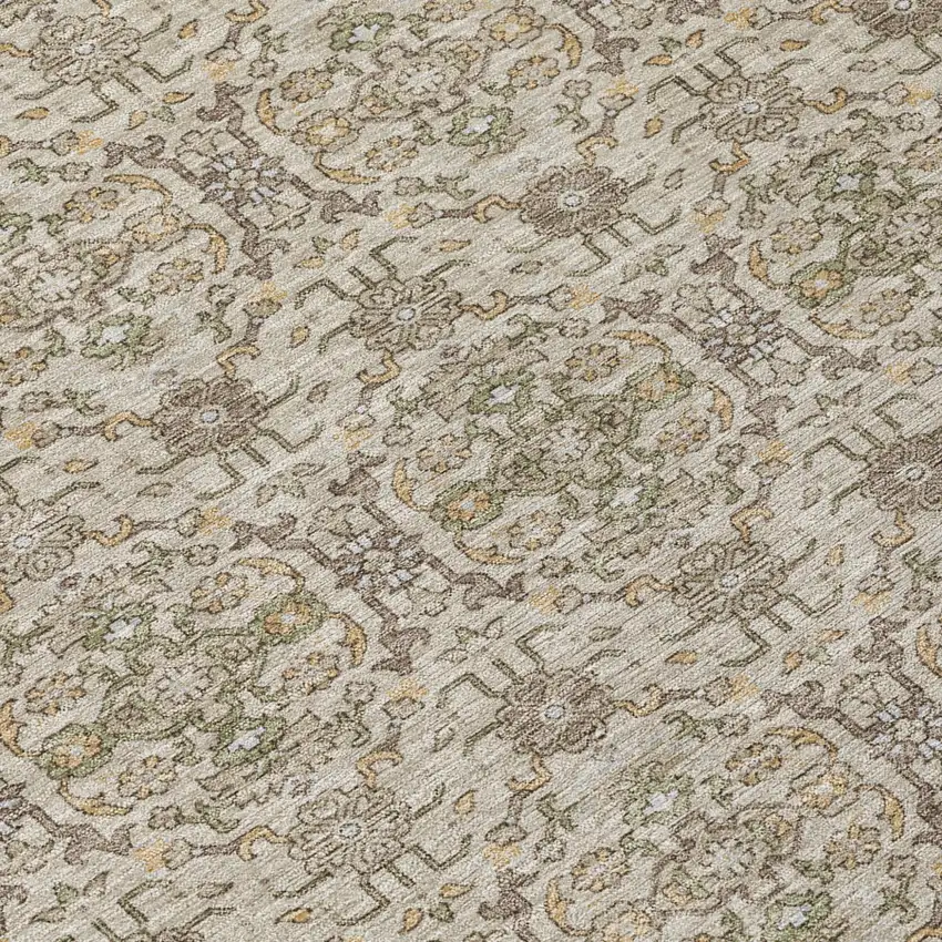 Beige And Brown Oriental Washable Indoor Outdoor Area Rug Photo 5