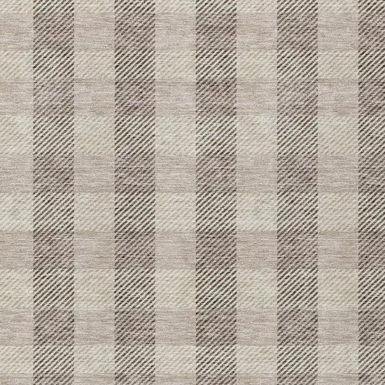 Beige And Brown Plaid Washable Indoor Outdoor Area Rug Photo 6