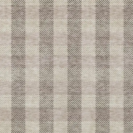 Beige And Brown Plaid Washable Indoor Outdoor Area Rug Photo 6