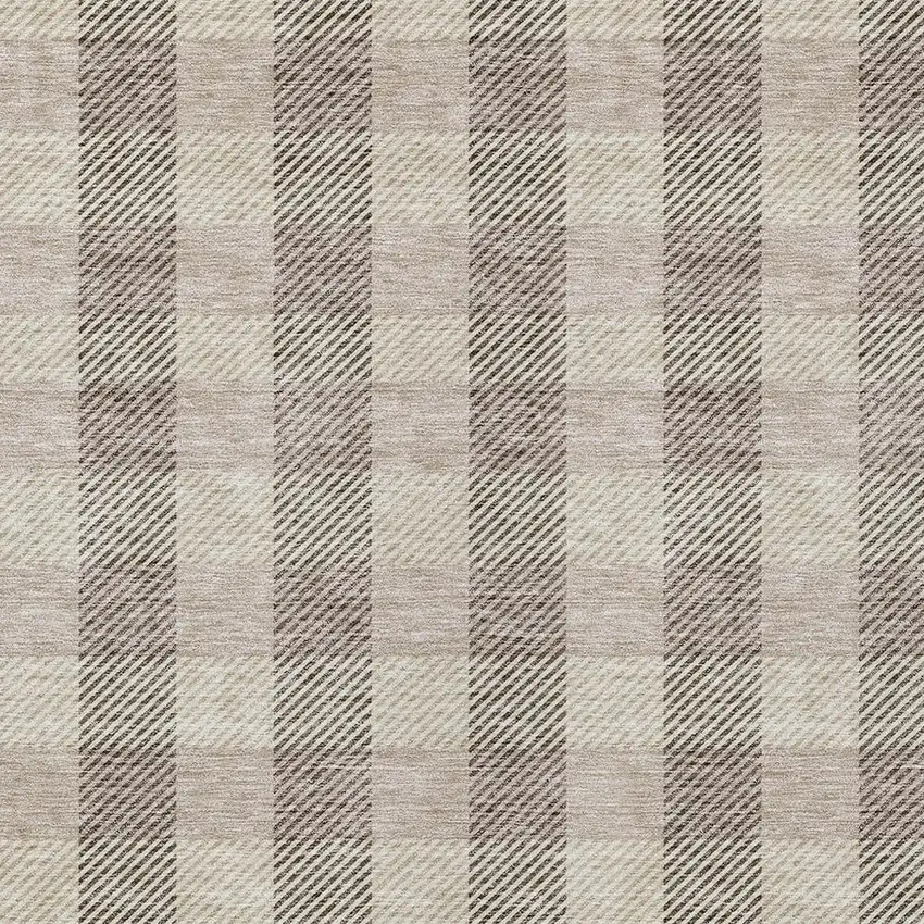 Beige And Brown Plaid Washable Indoor Outdoor Area Rug Photo 6