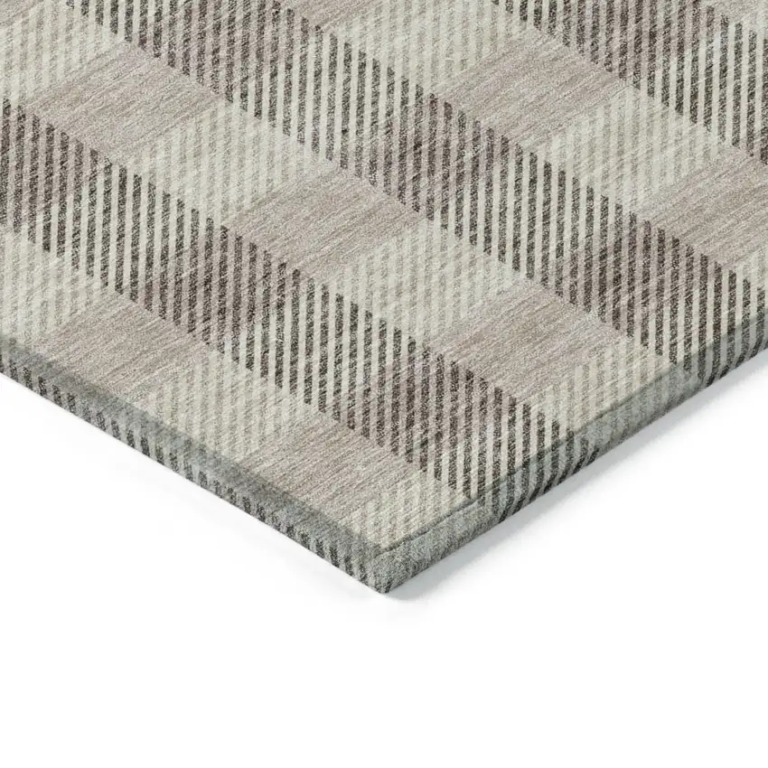 Beige And Brown Plaid Washable Indoor Outdoor Area Rug Photo 5