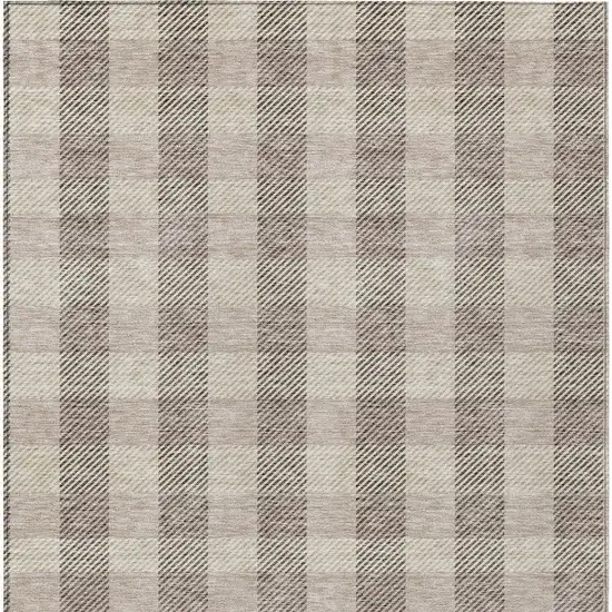 Beige And Brown Plaid Washable Indoor Outdoor Area Rug Photo 7
