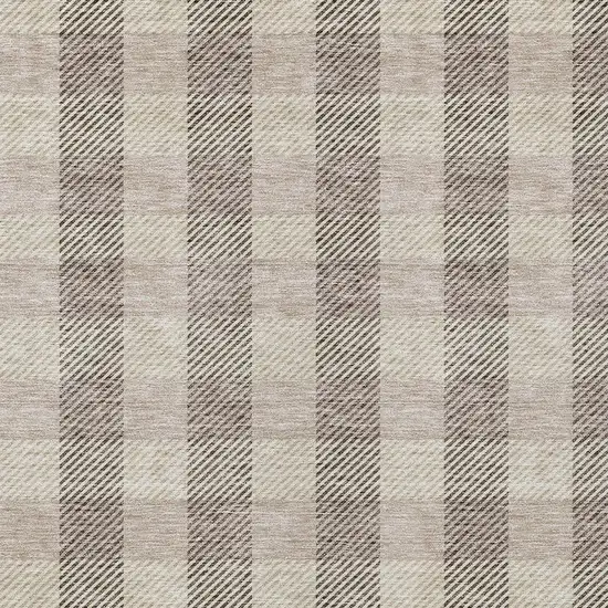 Beige And Brown Plaid Washable Indoor Outdoor Area Rug Photo 6