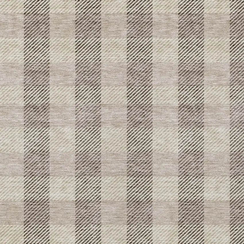 Beige And Brown Plaid Washable Indoor Outdoor Area Rug Photo 6