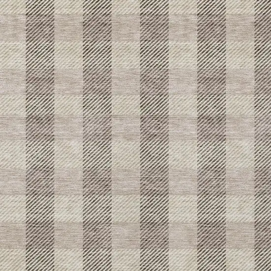 Beige And Brown Plaid Washable Indoor Outdoor Area Rug Photo 6
