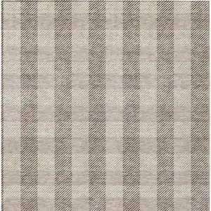 Photo of Beige And Brown Plaid Washable Indoor Outdoor Area Rug