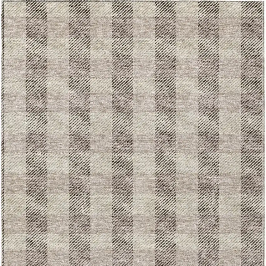 Beige And Brown Plaid Washable Indoor Outdoor Area Rug Photo 7
