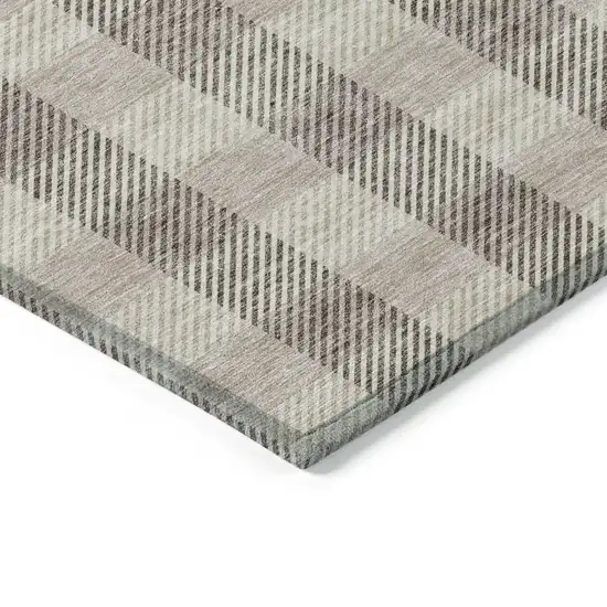 Beige And Brown Plaid Washable Indoor Outdoor Area Rug Photo 5
