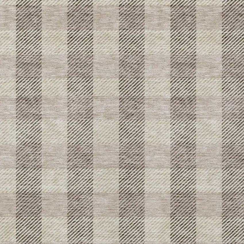 Beige And Brown Plaid Washable Indoor Outdoor Area Rug Photo 6