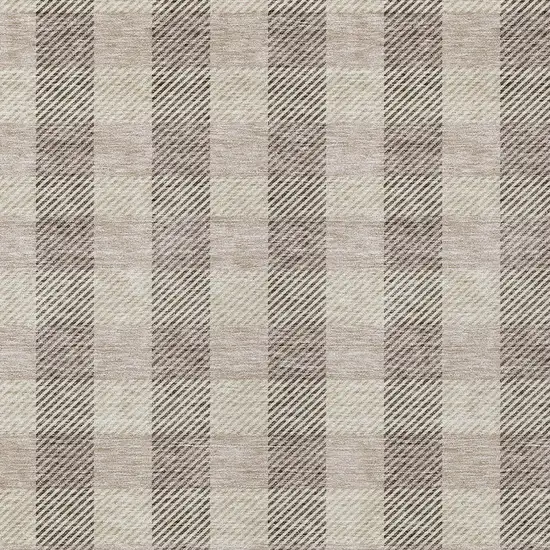 Beige And Brown Plaid Washable Indoor Outdoor Area Rug Photo 6