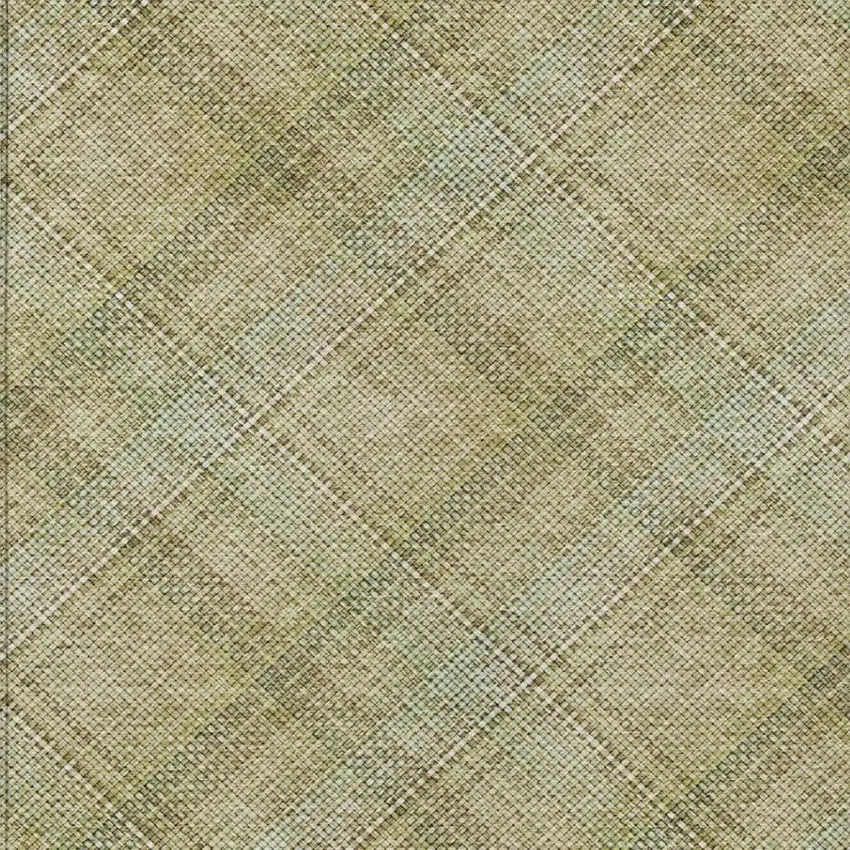 Beige And Brown Plaid Washable Indoor Outdoor Area Rug Photo 5