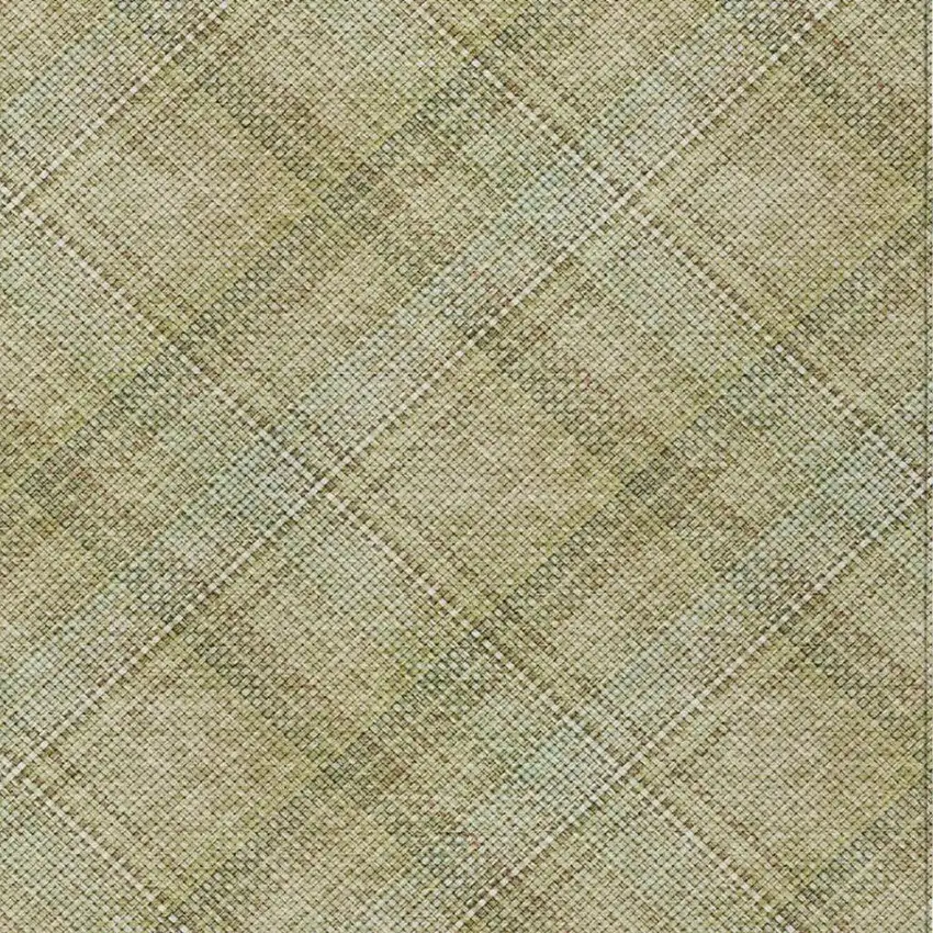 Beige And Brown Plaid Washable Indoor Outdoor Area Rug Photo 4