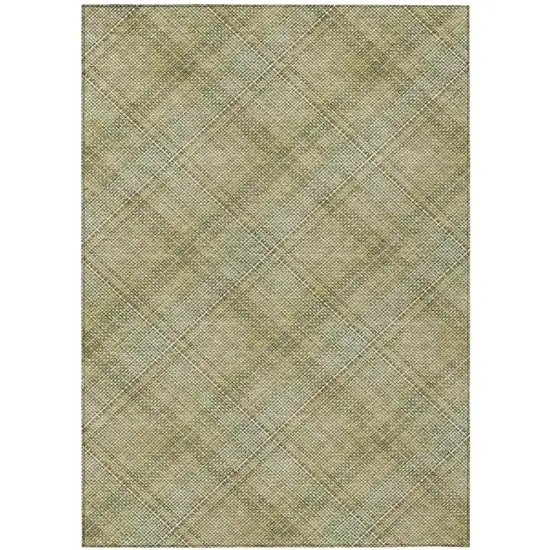 Beige And Brown Plaid Washable Indoor Outdoor Area Rug Photo 3