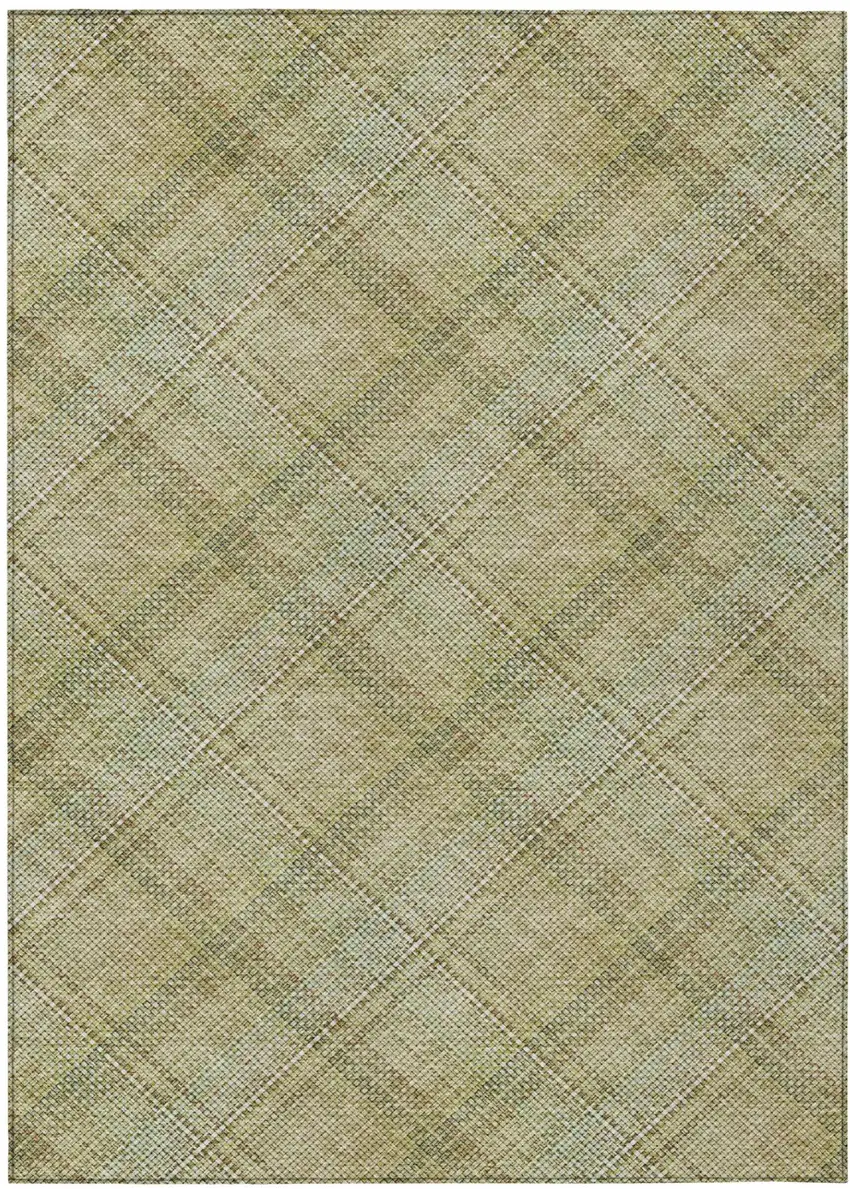 Beige And Brown Plaid Washable Indoor Outdoor Area Rug Photo 3