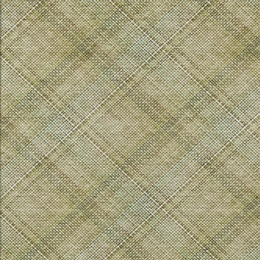 Beige And Brown Plaid Washable Indoor Outdoor Area Rug Photo 5