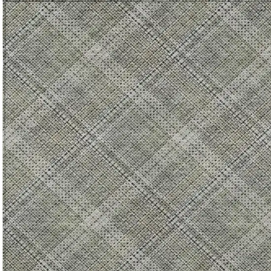 Beige And Brown Plaid Washable Indoor Outdoor Area Rug Photo 5