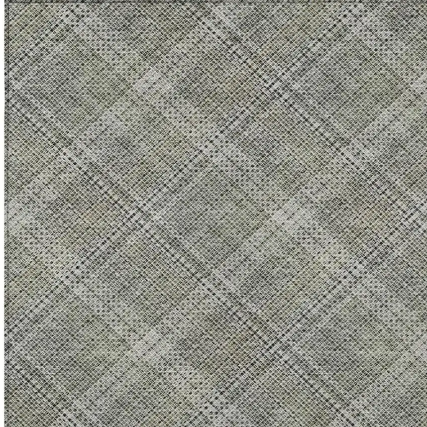 Beige And Brown Plaid Washable Indoor Outdoor Area Rug Photo 5