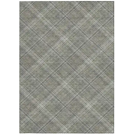 Beige And Brown Plaid Washable Indoor Outdoor Area Rug Photo 2