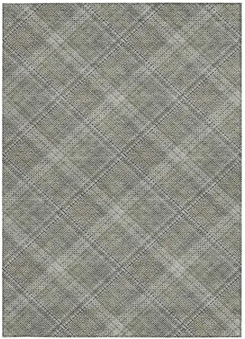 Beige And Brown Plaid Washable Indoor Outdoor Area Rug Photo 2