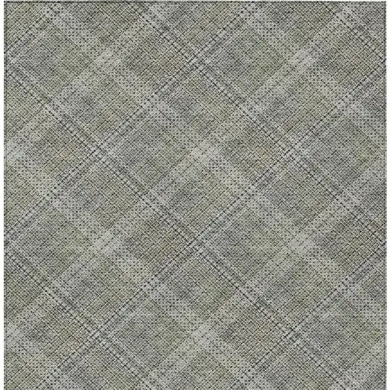 Beige And Brown Plaid Washable Indoor Outdoor Area Rug Photo 4